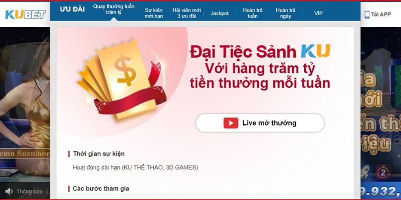 Tỷ lệ nhận thưởng của hoàn trả tuần hấp dẫn